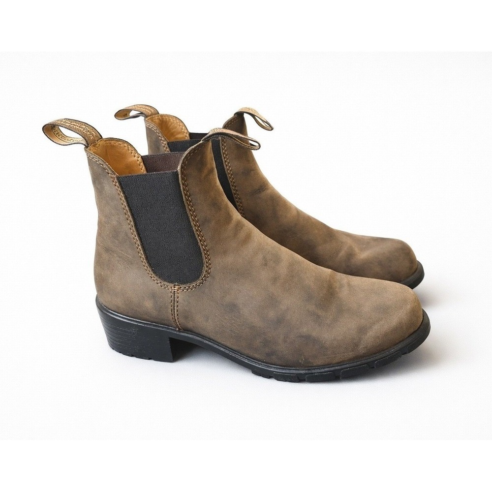 Blundstone 1673 Rustic Brown Heeled Chelsea Boots Women's US 8.5 Leather Ankle